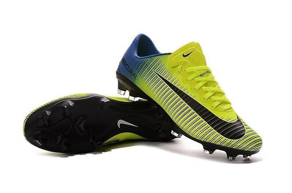 Nike Mercurial Vapor XI FG Soccer Cleats Yellow Black Blue - SocSports
