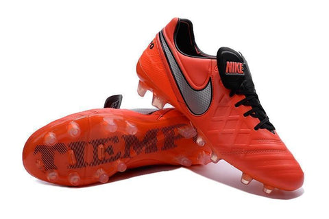Nike Tiempo Legend VI FG Soccer Cleats Red Grey Black - SocSports