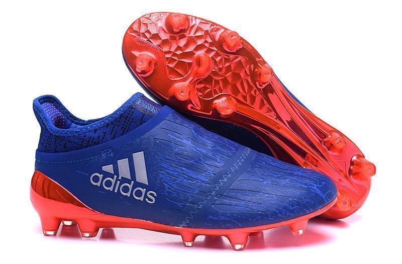 Adidas X 16+ Purechaos FG/AG Soccer Cleats All Blue Solar Red - SocSports