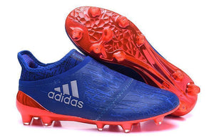 Adidas X 16+ Purechaos FG/AG Soccer Cleats All Blue Solar Red - SocSports