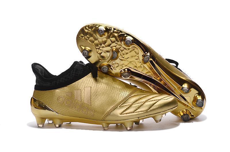 Adidas X 16+ Purechaos FG/AG Soccer Cleats Golden Black - SocSports