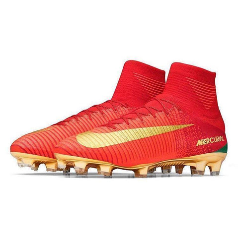 Nike Mercurial Superfly V CR7 FG Soccer Cleats Red Golden - SocSports