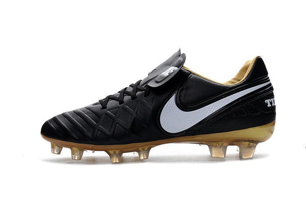 Nike Tiempo Legend VI FG Soccer Cleats Black White Metallic Gold - SocSports