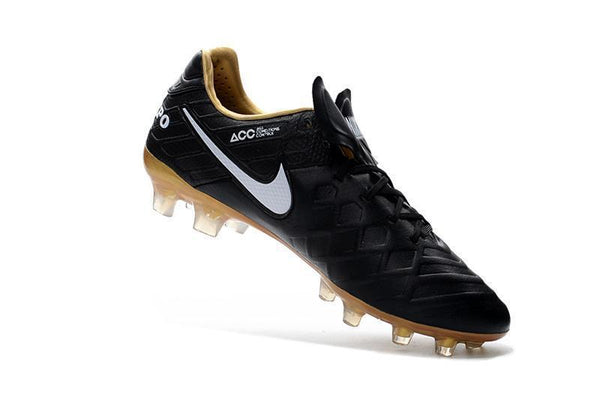 Nike Tiempo Legend VI FG Soccer Cleats Black White Metallic Gold - SocSports