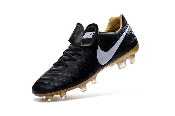 Nike Tiempo Legend VI FG Soccer Cleats Black White Metallic Gold - SocSports