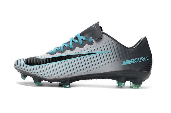 Nike Mercurial Vapor XI FG Soccer Cleats Grey Black Blue - SocSports
