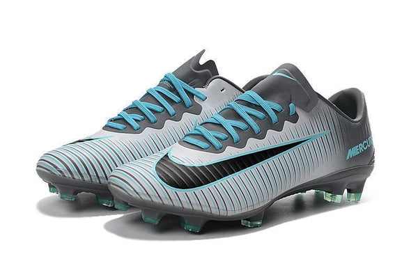 Nike Mercurial Vapor XI FG Soccer Cleats Grey Black Blue - SocSports