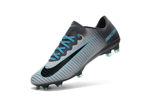 Nike Mercurial Vapor XI FG Soccer Cleats Grey Black Blue - SocSports