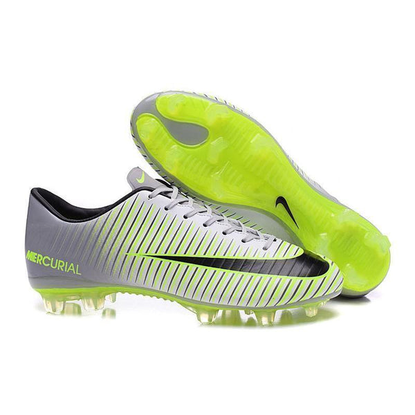 Nike Mercurial Vapor XI FG Soccer Cleats Grey White Green - SocSports