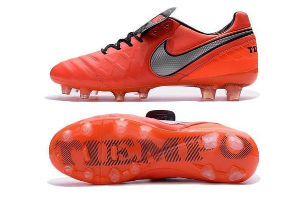 Nike Tiempo Legend VI FG Soccer Cleats Red Grey Black - SocSports