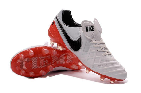 Nike Tiempo Legend VI FG Soccer Cleats White Red Black - SocSports