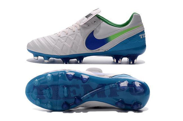 Nike Tiempo Legend VI FG Soccer Cleats White Blue Green - SocSports