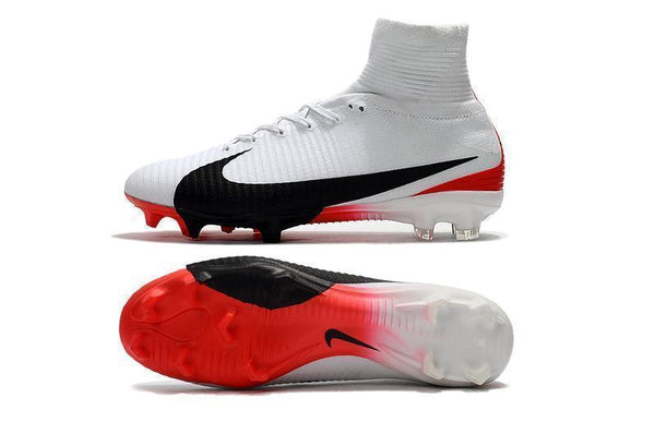 Nike Mercurial Superfly V FG Soccer Cleats White Red Black - SocSports