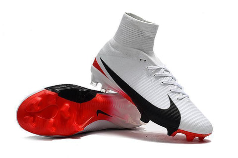 Nike Mercurial Superfly V FG Soccer Cleats White Red Black - SocSports