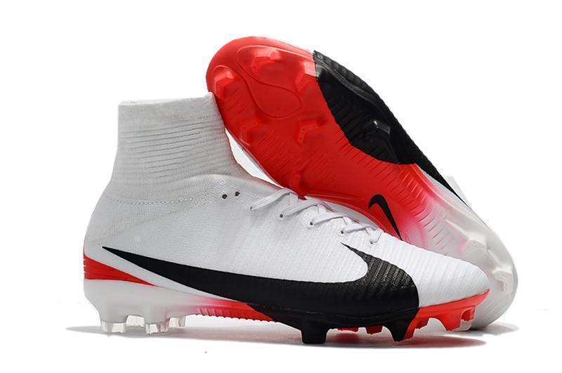Nike Mercurial Superfly V FG Soccer Cleats White Red Black - SocSports