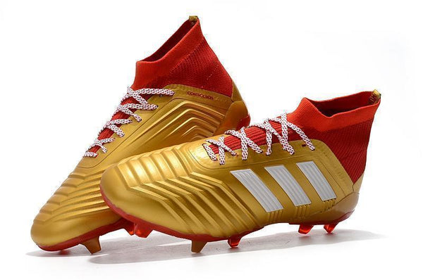 Adidas Predator 18.1 FG Soccer Cleats Golden Core White Red - SocSports