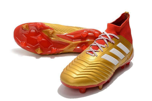 Adidas Predator 18.1 FG Soccer Cleats Golden Core White Red - SocSports