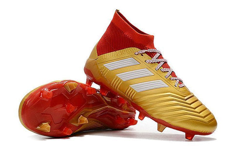 Adidas Predator 18.1 FG Soccer Cleats Golden Core White Red - SocSports