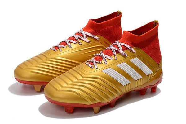 Adidas Predator 18.1 FG Soccer Cleats Golden Core White Red - SocSports