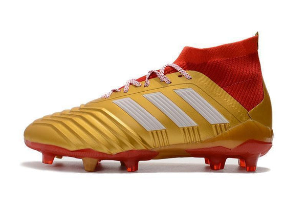 Adidas Predator 18.1 FG Soccer Cleats Golden Core White Red - SocSports