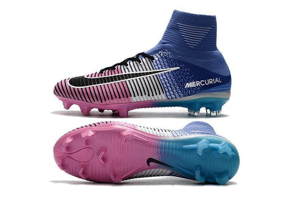 Nike Mercurial Superfly V FG Soccer Cleats Pink White Blue - SocSports