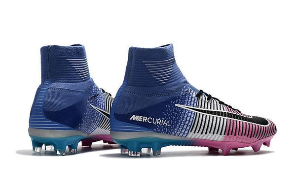 Nike Mercurial Superfly V FG Soccer Cleats Pink White Blue - SocSports