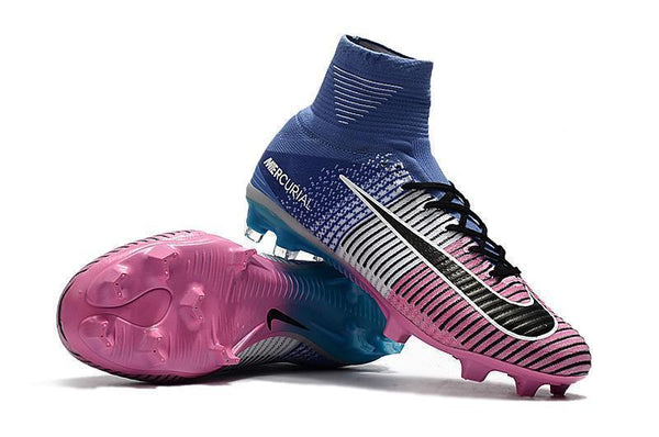 Nike Mercurial Superfly V FG Soccer Cleats Pink White Blue - SocSports