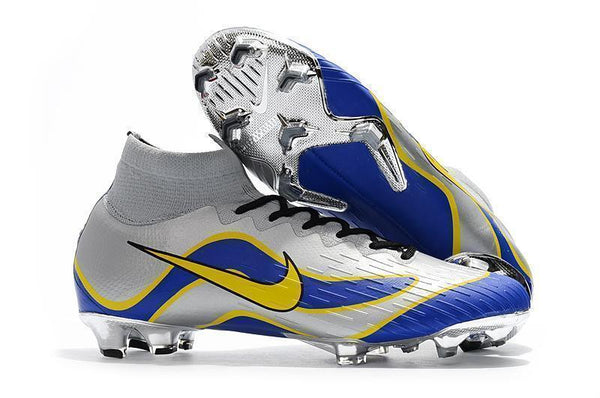 NIKE Mercurial Superfly VI 360 Elite FG Silver Blue Yellow Lining - SocSports