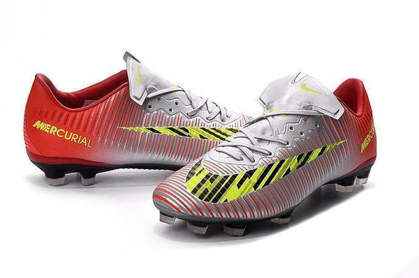 Nike Mercurial Vapor XI FG Soccer Cleats Silver Yellow Red - SocSports