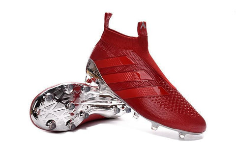 Adidas ACE 16+ Purecontrol FG/AG Soccer Cleats Red Silver - SocSports