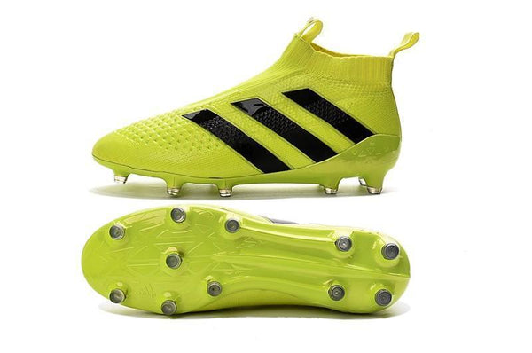 Adidas ACE 16+ Purecontrol FG/AG Soccer Cleats Solar Yellow Black - SocSports