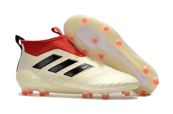 Adidas Ace 17+ Purecontrol FG Champagne Soccer Cleats White Red Black - SocSports