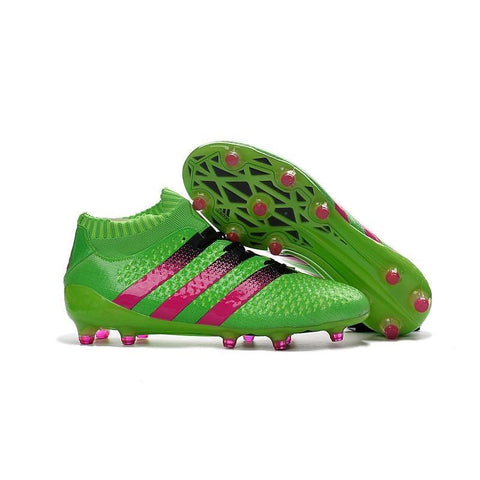 ADIDAS ACE 16.1 PRIMEKNIT FG - SOLAR GREENSHOCK PINKCORE BLACK - SocSports