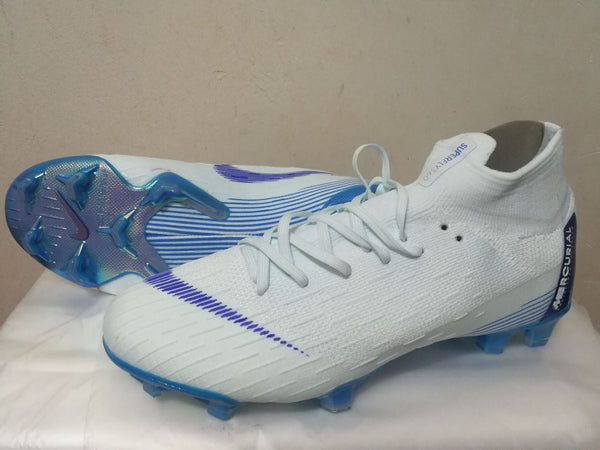 Nike Mercurial Superfly VI Academy MG Cleat White Blue High Cut - SocSports