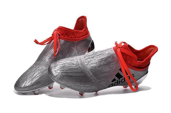 Adidas X 16+ Purechaos FG/AG Soccer Cleats Silver Metallic Solar Red - SocSports