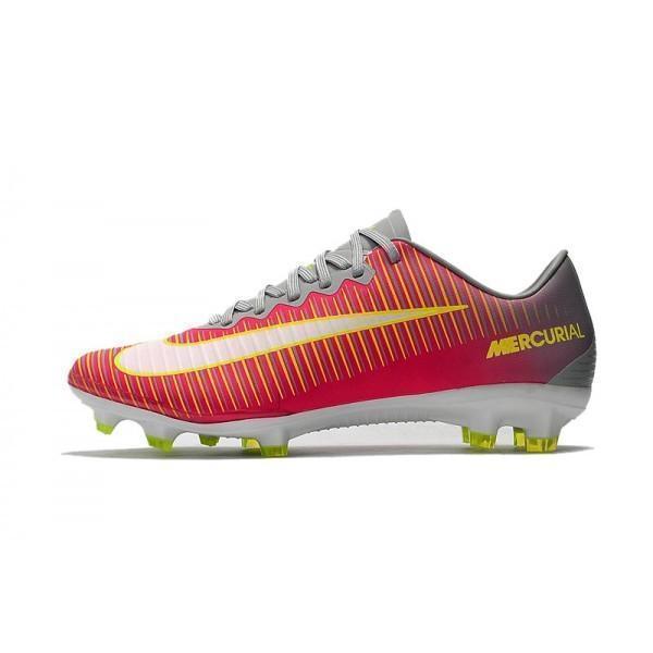 Nike Mercurial Vapor XI FG Soccer Cleats Red Grey Yellow White - SocSports