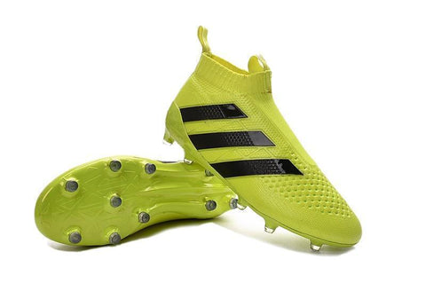 Adidas ACE 16+ Purecontrol FG/AG Soccer Cleats Solar Yellow Black - SocSports