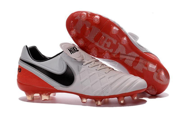 Nike Tiempo Legend VI FG Soccer Cleats White Red Black - SocSports