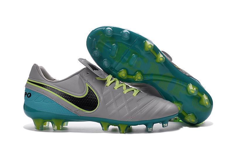 Nike Tiempo Legend VI FG Soccer Cleats Grey Green Black - SocSports