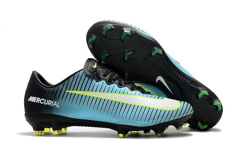 Nike Mercurial Vapor XI FG Soccer Cleats Blue Black Green - SocSports