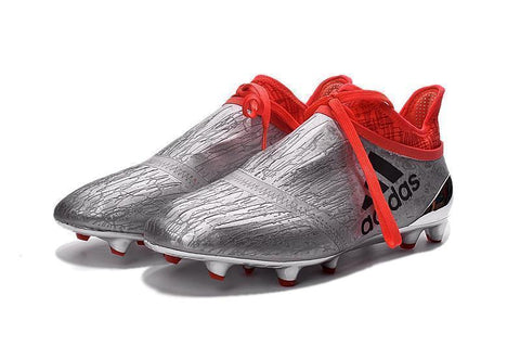 Adidas X 16+ Purechaos FG/AG Soccer Cleats Silver Metallic Solar Red - SocSports