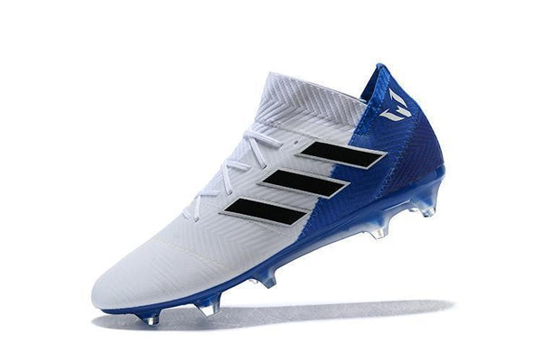 ADIDAS NEMEZIZ MESSI 18.1 FIRM GROUND CLEATS WHITE BLUE BLACK - SocSports