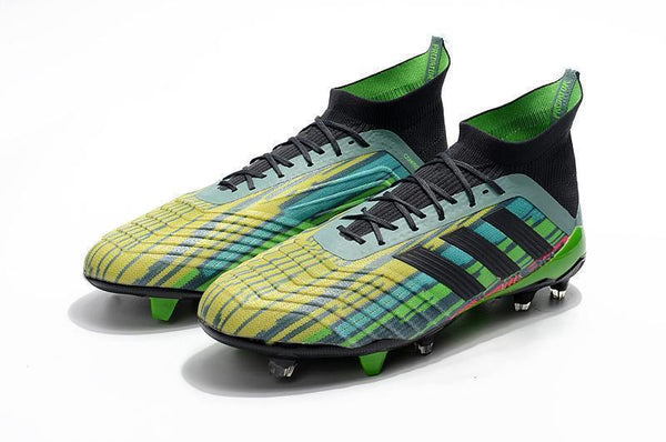 Adidas Predator 18.1 FG Soccer Cleats Black Green Blue Yellow Colorful - SocSports