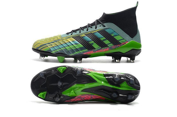 Adidas Predator 18.1 FG Soccer Cleats Black Green Blue Yellow Colorful - SocSports