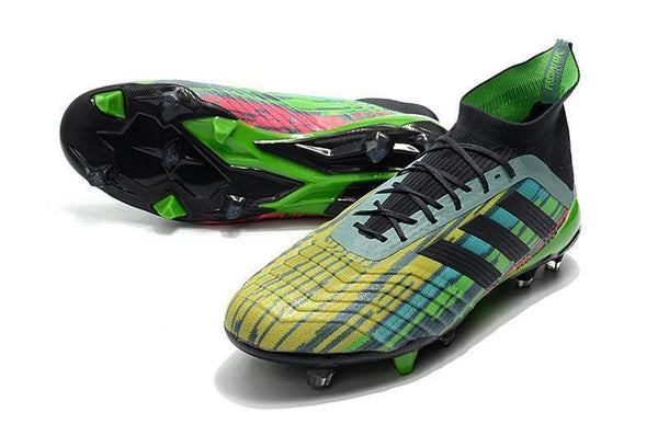 Adidas Predator 18.1 FG Soccer Cleats Black Green Blue Yellow Colorful - SocSports