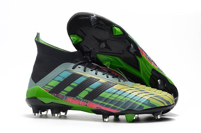 Adidas Predator 18.1 FG Soccer Cleats Black Green Blue Yellow Colorful - SocSports