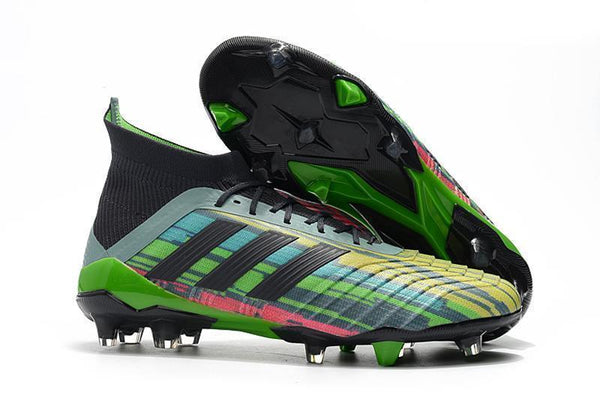Adidas Predator 18.1 FG Soccer Cleats Black Green Blue Yellow Colorful - SocSports