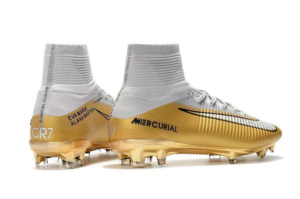 Nike Mercurial Superfly V QuintoTriunfo FG Soccer Cleats Golden White - SocSports