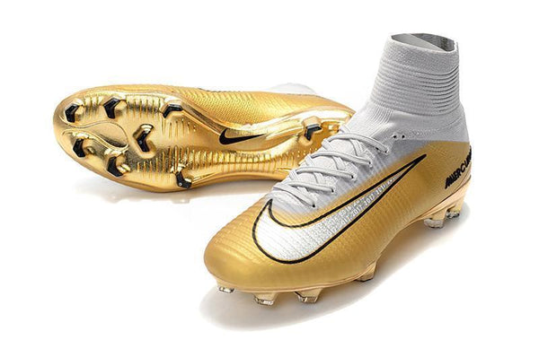 Nike Mercurial Superfly V QuintoTriunfo FG Soccer Cleats Golden White - SocSports