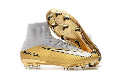 Nike Mercurial Superfly V QuintoTriunfo FG Soccer Cleats Golden White - SocSports
